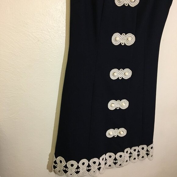 Vintage 60s Dark Blue Mini Dress Mod Shift Volup Plus Size Twiggy Barbie (IB) - Picture 5 of 16